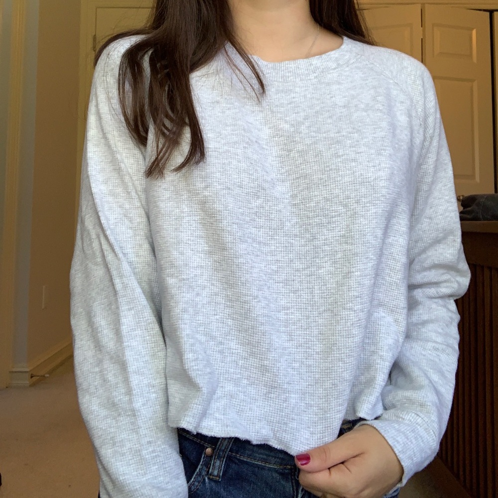 Cropped Grey waffle top from brandy Melville